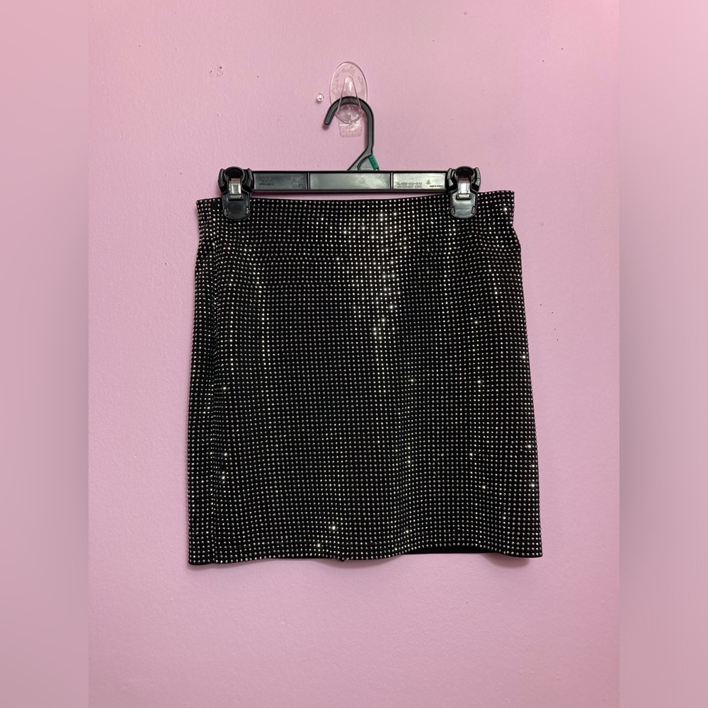 Black Rhinestone Mini Skirt Size Large